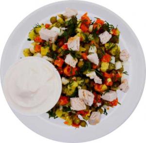 Салат Оливье с курицей