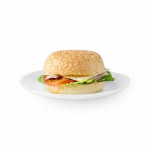 Гамбургер с курицей и розовым соусом
