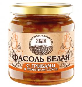 Фасоль белая с грибами в томатном соусе